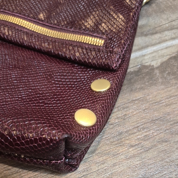 Rare Hammitt VIP Medium Bag Red Wine Burgundy Snake Brushed Gold Hardware - Picture 10 of 16